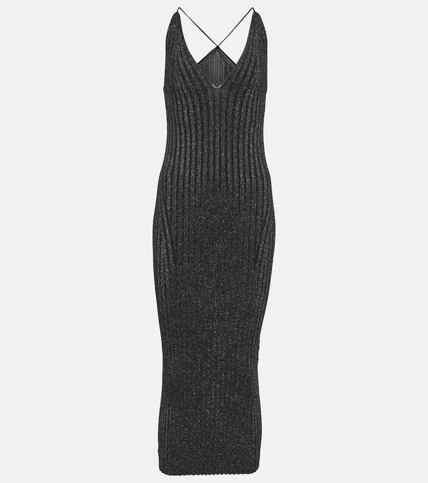  Galvan Galvan Rhea Metallic Knit Midi Dress 