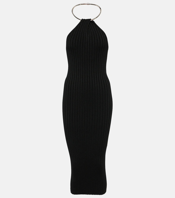  Galvan Galvan Rhea Metallic-knit Midi Dress 