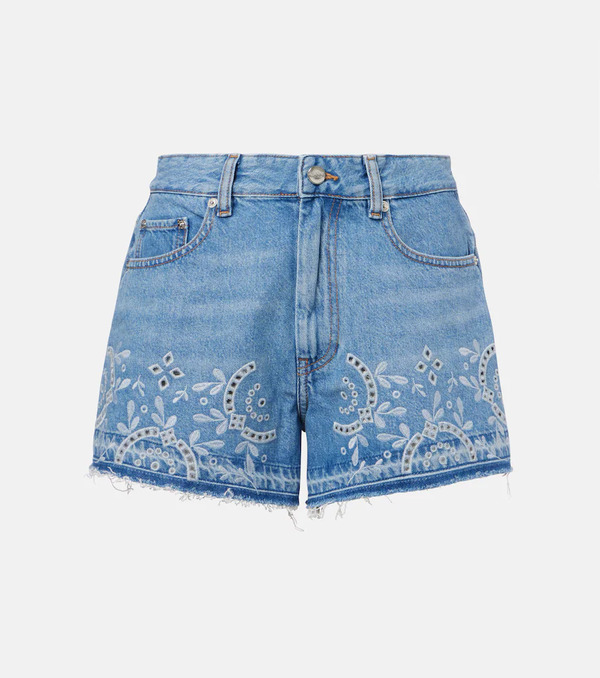  Ganni Ganni Broderie Anglaise Denim Shorts 