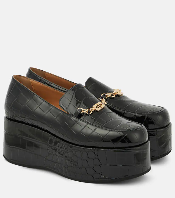  Ganni Ganni Croc-effect Faux Leather Platform Loafers 