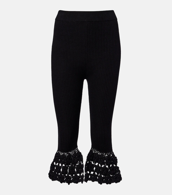  Ganni Ganni Crochet-trimmed Ribbed Cotton-blend Capri Pants 