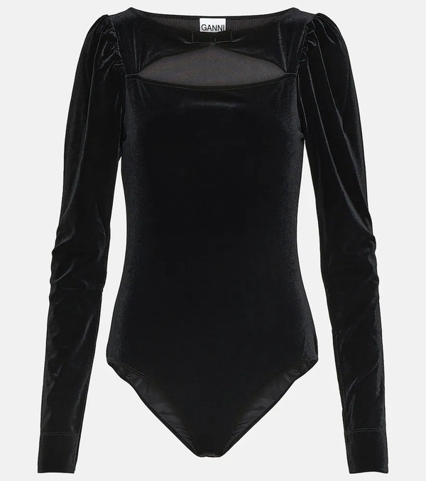  Ganni Ganni Cutout Velvet Jersey Bodysuit 