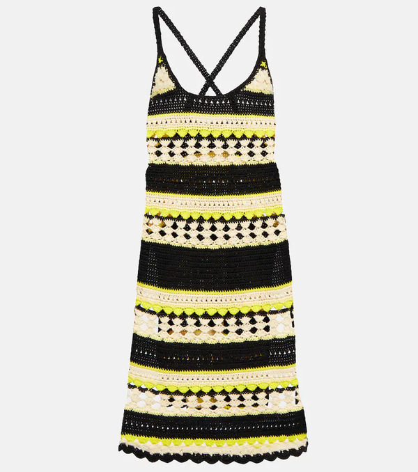  Ganni Ganni Logo Striped Crochet Minidress 