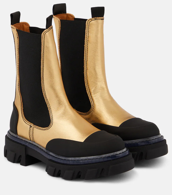  Ganni Ganni Metallic Leather Chelsea Boots 