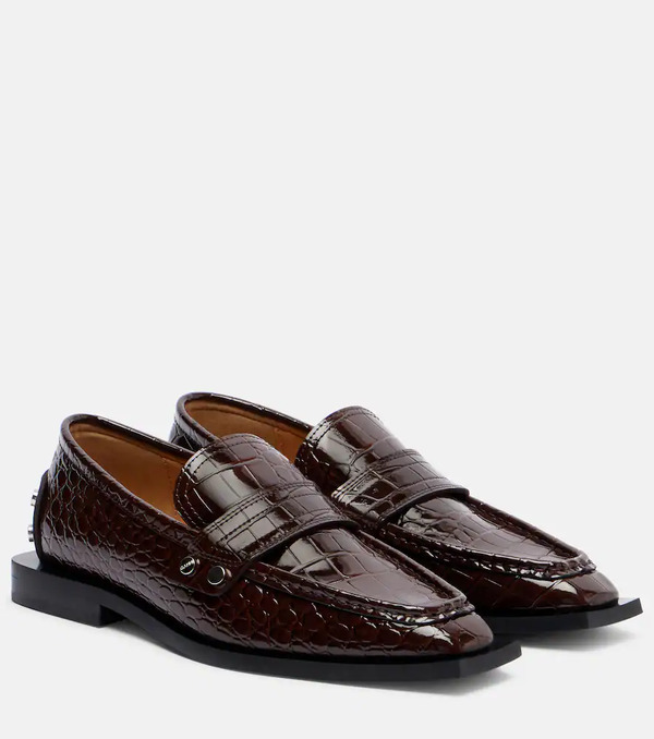  Ganni Ganni Studs Croc-effect Loafers 