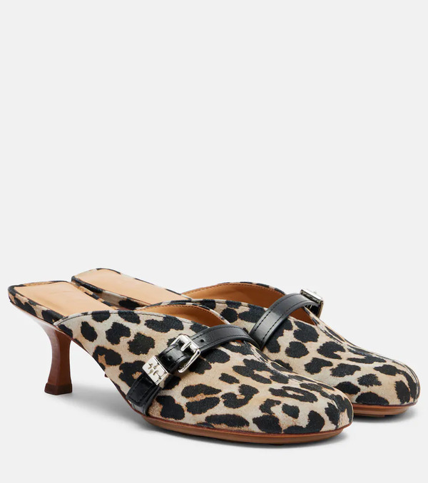  Ganni Ganni Sue Printed Denim Mules 