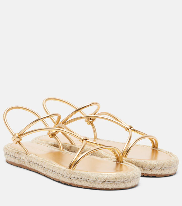  Gianvito Rossi Gianvito Rossi Bali Metallic Leather Espadrille Sandals 