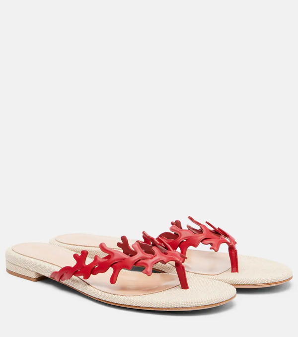  Gianvito Rossi Gianvito Rossi Canvas And Leather Thong Sandals 