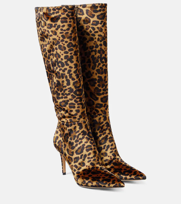  Gianvito Rossi Gianvito Rossi 85 Leopard-print Velvet Knee-high Boots 