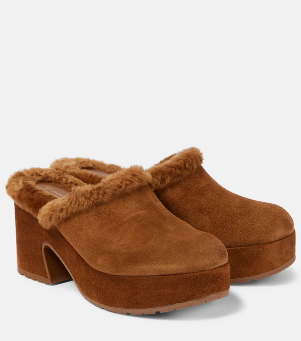  Gianvito Rossi Gianvito Rossi Lyss 55 Suede Platform Clogs 