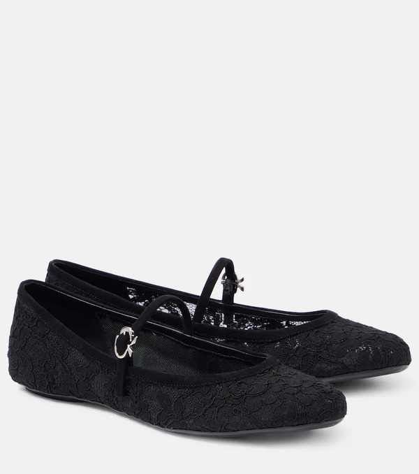  Gianvito Rossi Gianvito Rossi Mj Leather-trimmed Lace Ballet Flats 