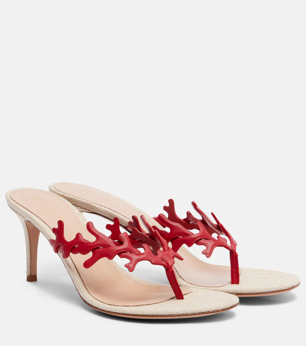  Gianvito Rossi Gianvito Rossi Ocean Canvas And Leather Thong Sandals 