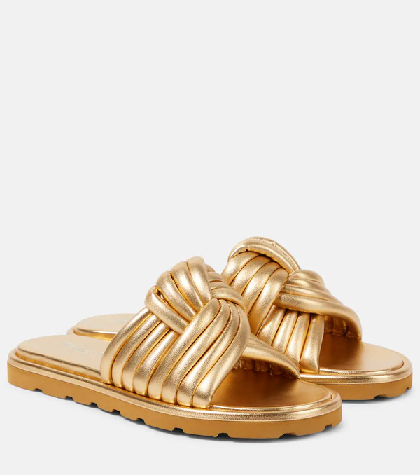  Gianvito Rossi Gianvito Rossi Ottavia Metallic Leather Slides 