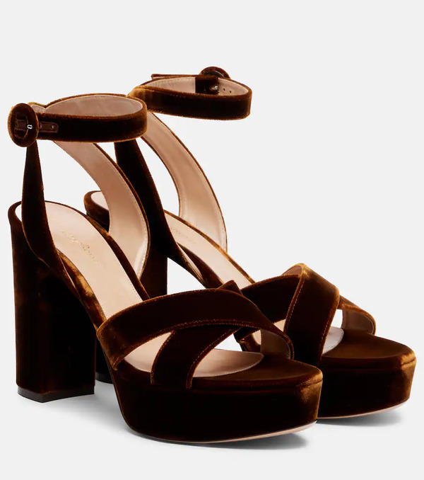  Gianvito Rossi Gianvito Rossi Sabrina 105 Velvet Platform Sandals 