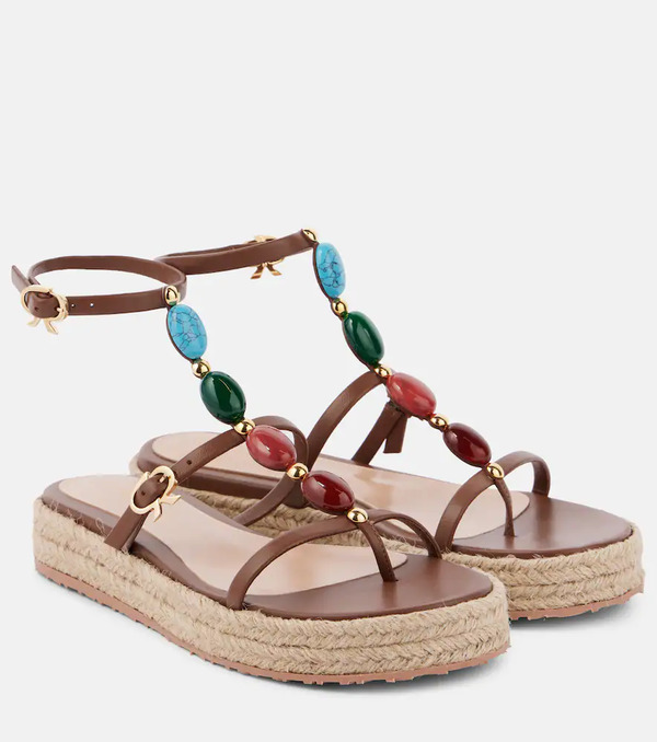  Gianvito Rossi Gianvito Rossi Shanti Leather Espadrille Sandals 