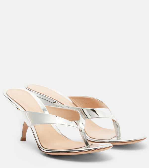  Gianvito Rossi Gianvito Rossi Sofia Mirrored Leather Thong Sandals 