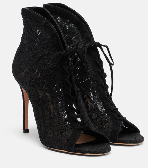  Gianvito Rossi Gianvito Rossi Suede-trimmed Lace Pumps 