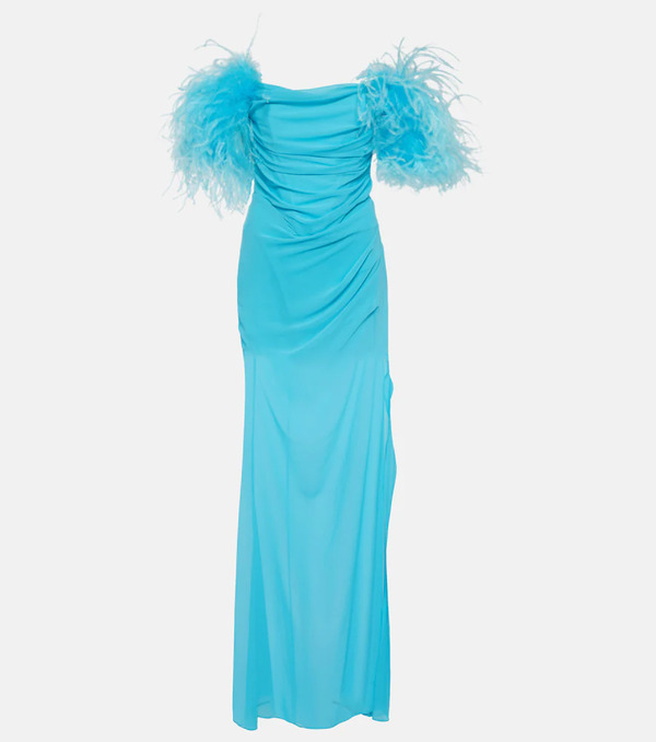  Giuseppe Di Morabito Giuseppe Di Morabito Feather-trimmed Georgette Maxi Dress 