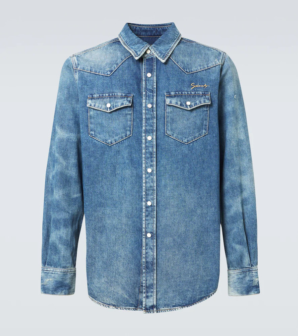  Givenchy Givenchy Logo Embroidered Denim Shirt 