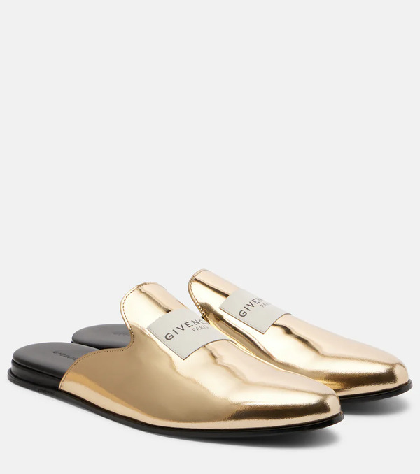  Givenchy Givenchy Logo Mirrored Leather Mules 