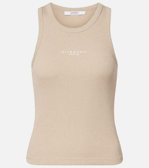  Givenchy Givenchy Logo Ribbed-knit Cotton Jersey Tank Top 
