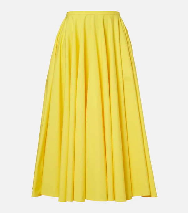  Givenchy Givenchy Pleated Cotton Midi Skirt 