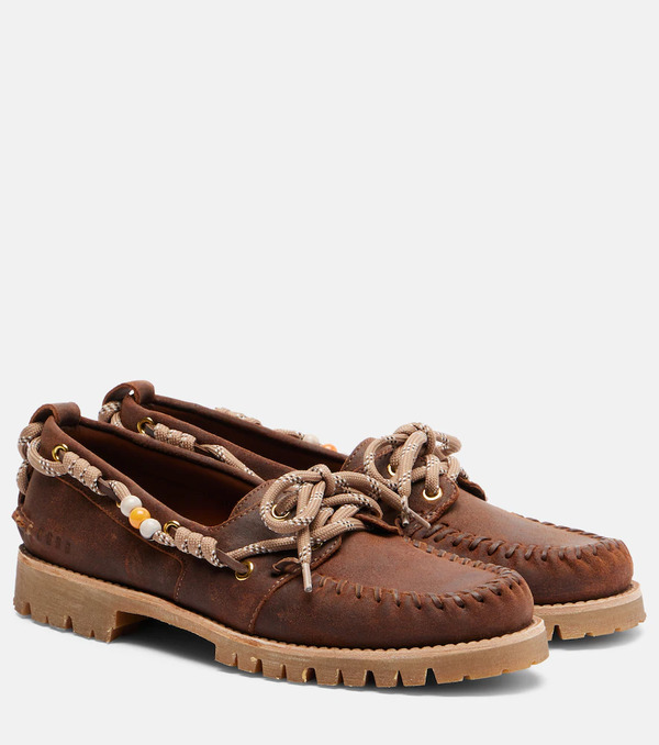  Golden Goose Golden Goose Cruise Beaded Suede Boat Shoes 