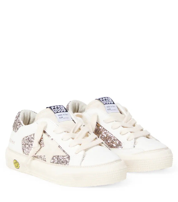  Golden Goose Kids Golden Goose Kids May Glitter Leather Sneakers 