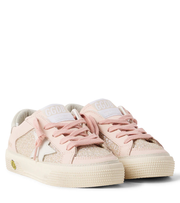  Golden Goose Kids Golden Goose Kids May Glitter Leather Sneakers 