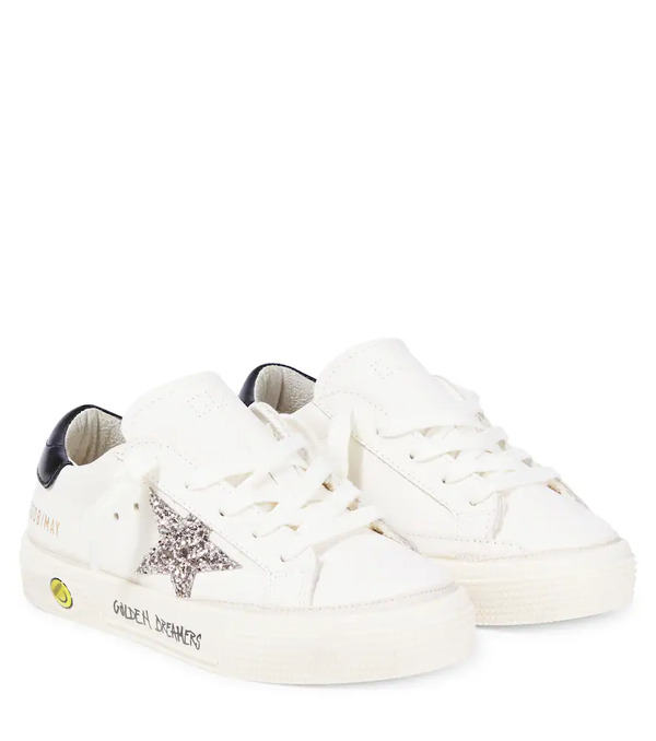  Golden Goose Kids Golden Goose Kids May Glitter Leather-trimmed Sneakers 