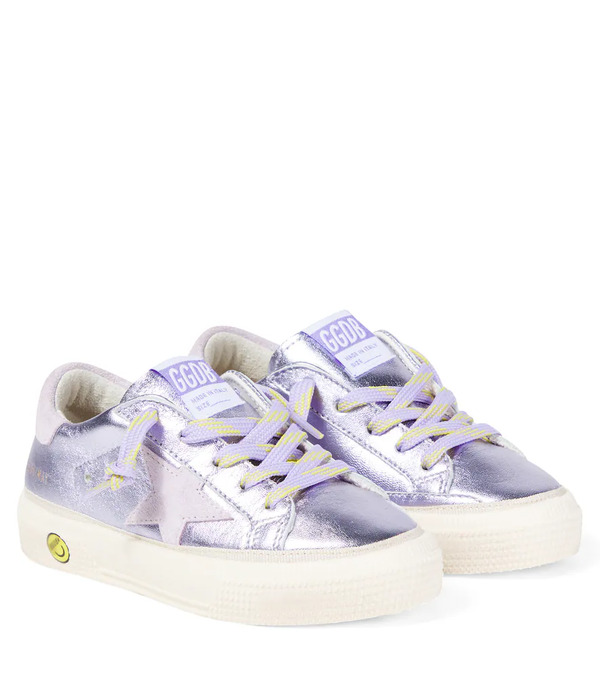  Golden Goose Kids Golden Goose Kids May Metallic Leather Sneakers 