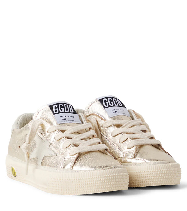  Golden Goose Kids Golden Goose Kids May Metallic Leather Sneakers 