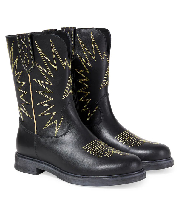  Golden Goose Kids Golden Goose Kids Wish Star Embroidered Leather Boots 