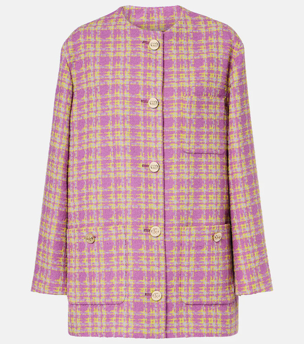  Gucci Gucci Checked Cotton-blend Tweed Jacket 