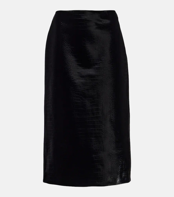  Gucci Gucci Croc-effect Leather Pencil Skirt 