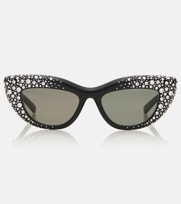  Gucci Gucci Double G Embellished Cat-eye Sunglasses 