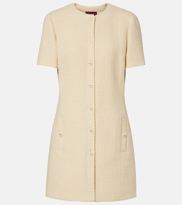  Gucci Gucci Double G Wool-blend Tweed Minidress 