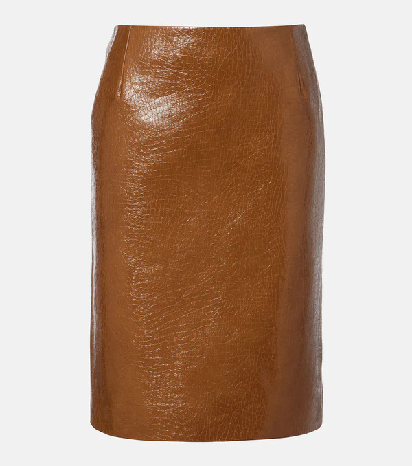  Gucci Gucci Embossed Leather Pencil Skirt 