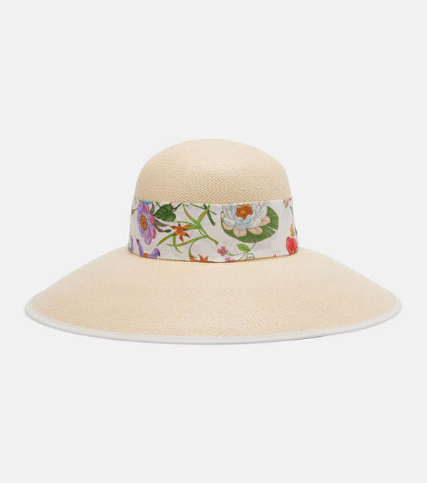  Gucci Gucci Floral Silk-trimmed Sun Hat 