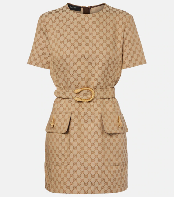  Gucci Gucci Gg Canvas Belted Minidress 