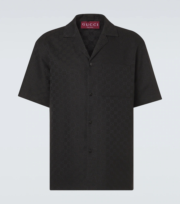  Gucci Gucci Gg Canvas Linen-blend Bowling Shirt 