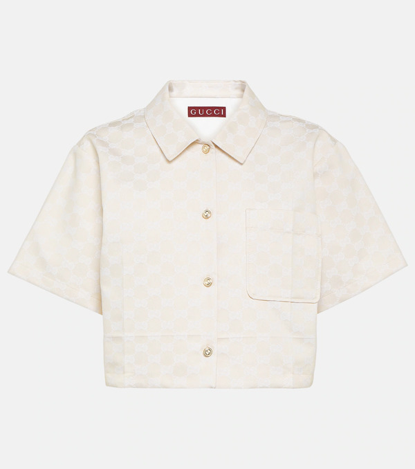  Gucci Gucci Gg Cropped Gabardine Shirt 