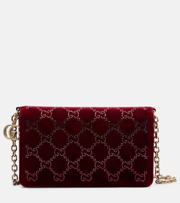  Gucci Gucci Gg Crystal Velvet Wallet On Chain 