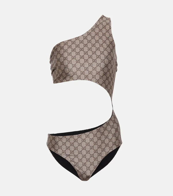  Gucci Gucci Gg Cutout One-shoulder Swimsuit 