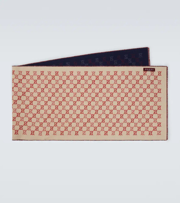  Gucci Gucci Gg Reversible Wool Jacquard Scarf 