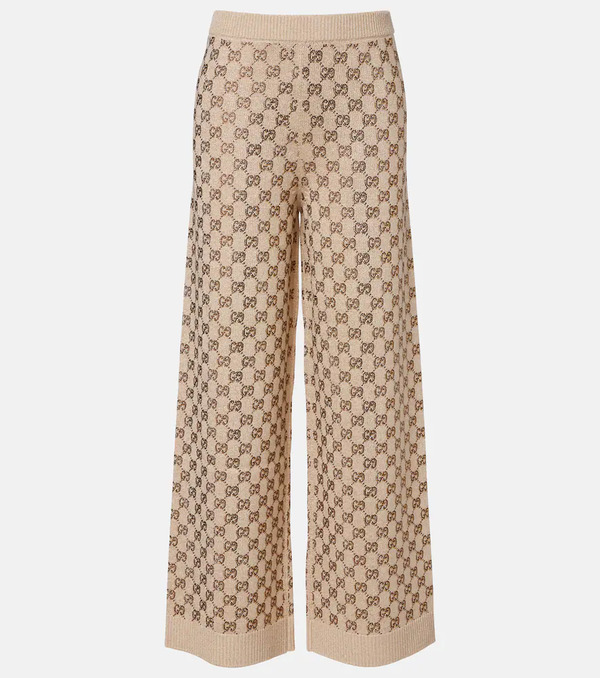 Gucci Gucci Gg Wool And Cashmere-blend Wide-leg Pants 