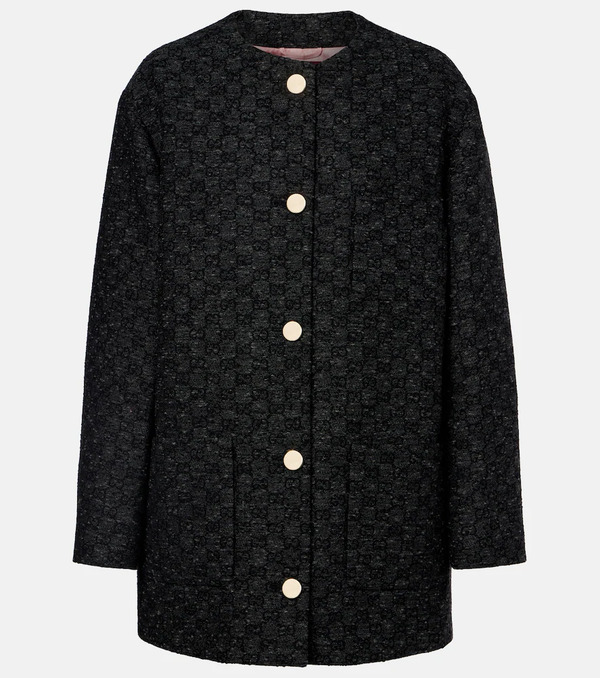  Gucci Gucci Gg Wool-blend Tweed Coat 