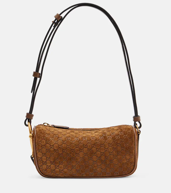  Gucci Gucci Half Horsebit Suede Shoulder Bag 
