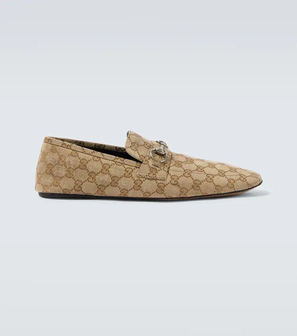  Gucci Gucci Horsebit Gg Canvas Distressed Loafers 