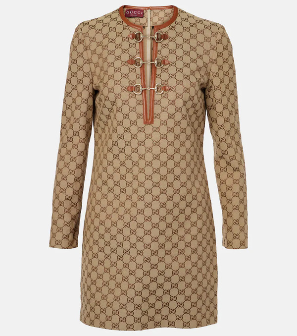  Gucci Gucci Horsebit Gg Canvas Minidress 